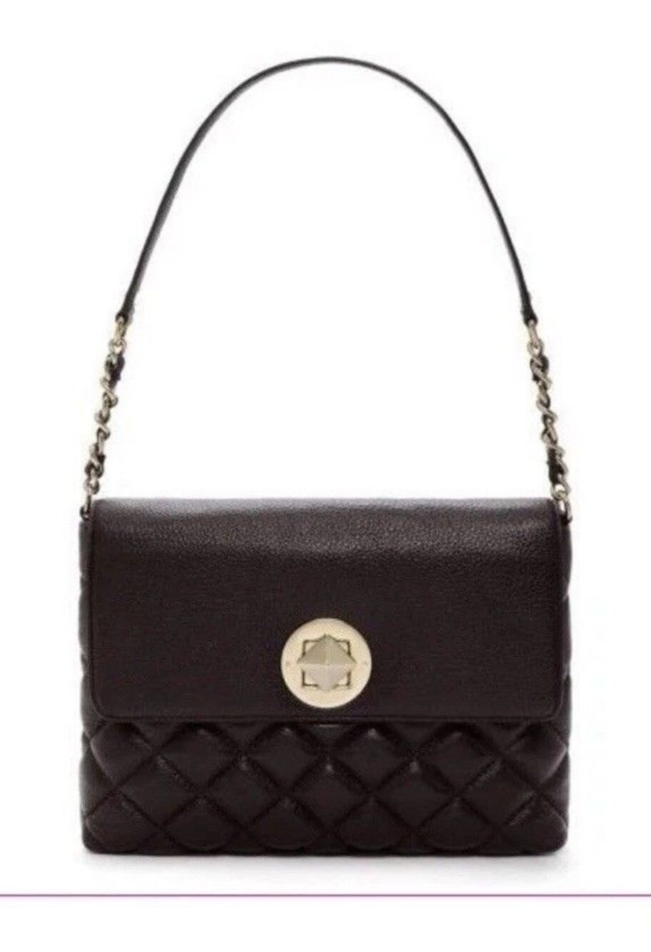 KATE SPADE New York Gold Coast BLACK LEATHER Charlize Quilted Flap Shoulder Bag